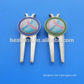 Golf Design Push Magnetic Ball Marker Divot Tool Money Clip, Pink & Blue Ribbon